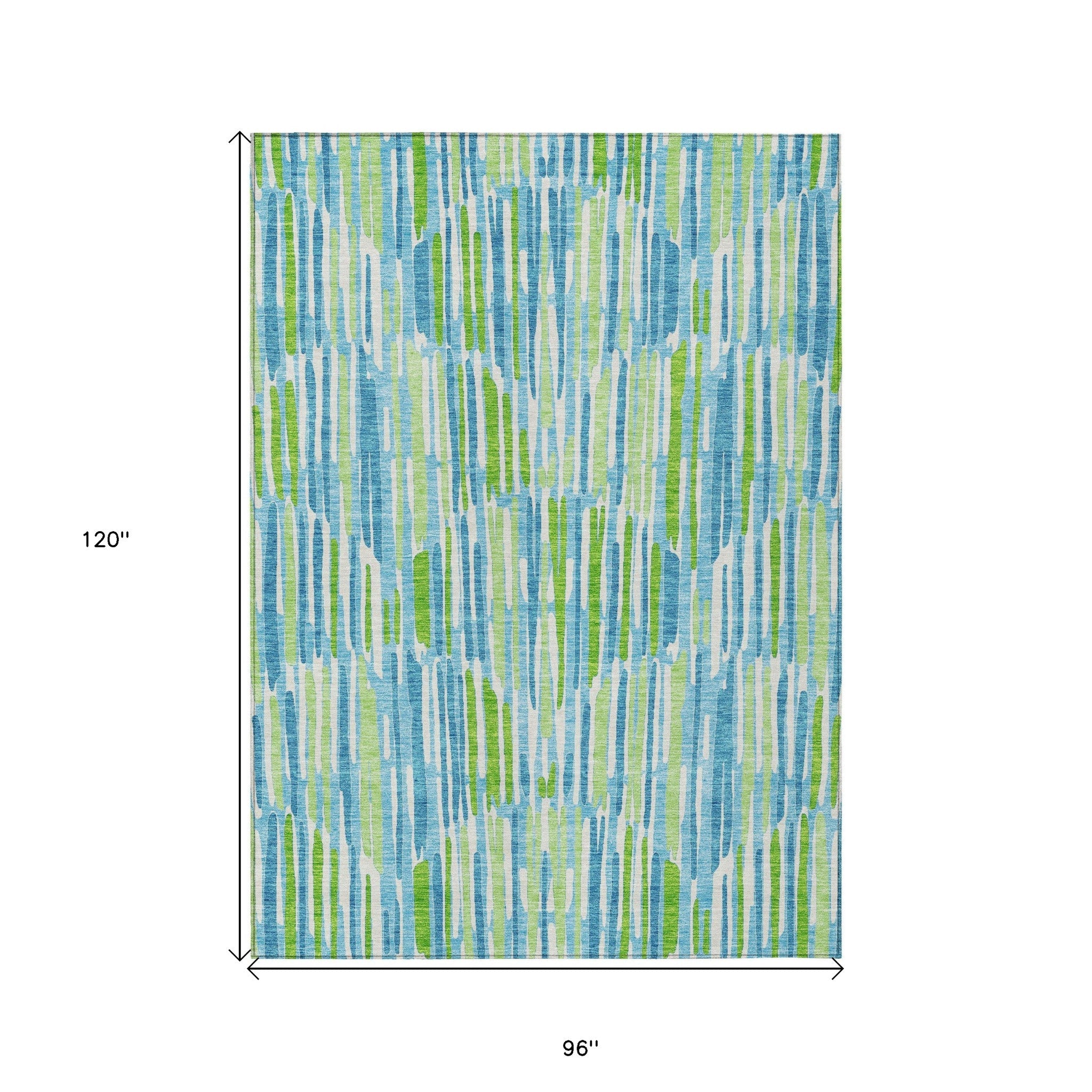 8' X 10' Aqua Teal Blue And Lime Green Abstract Washable Indoor Outdoor Area Rug - GreatEagleInc