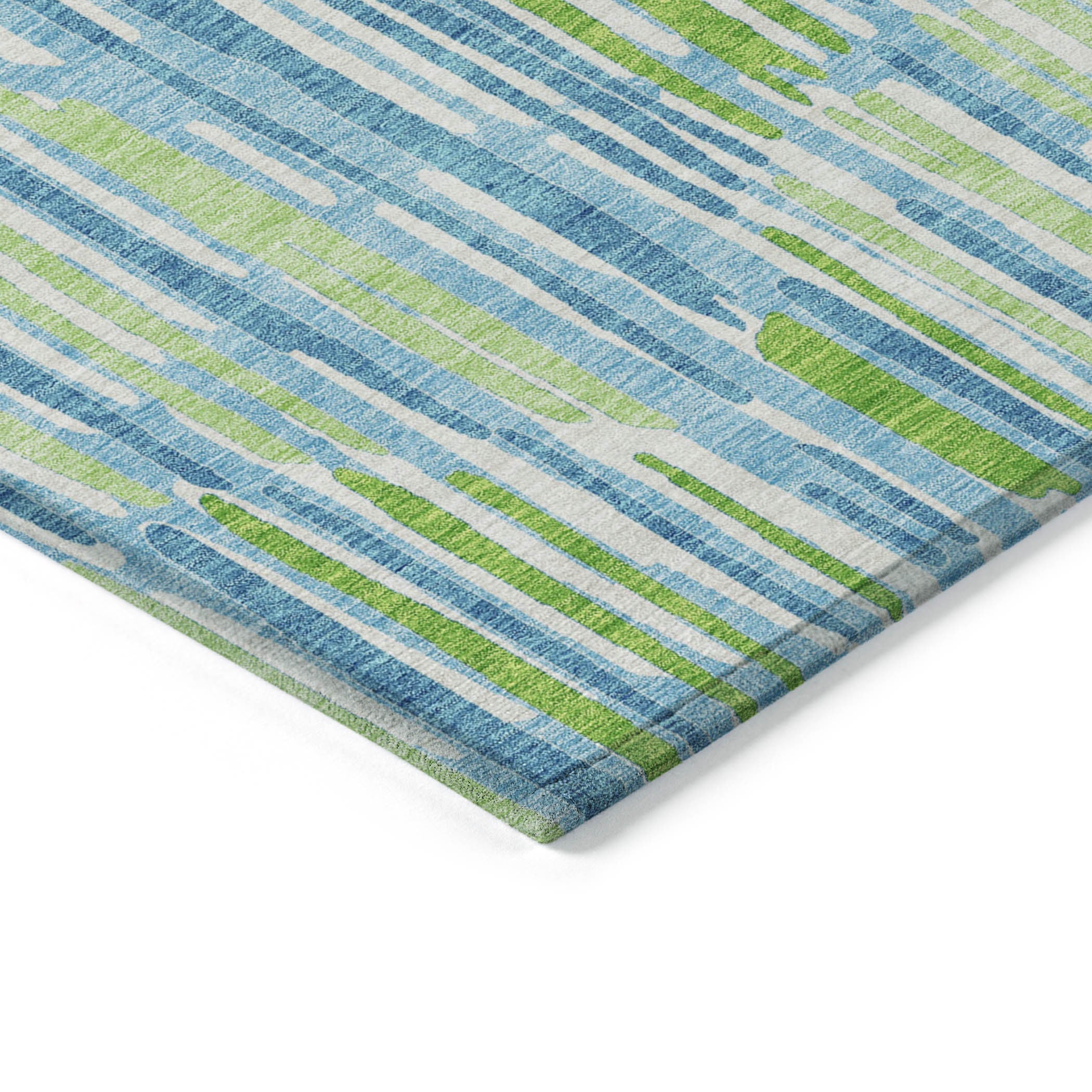 8' X 10' Aqua Teal Blue And Lime Green Abstract Washable Indoor Outdoor Area Rug - GreatEagleInc