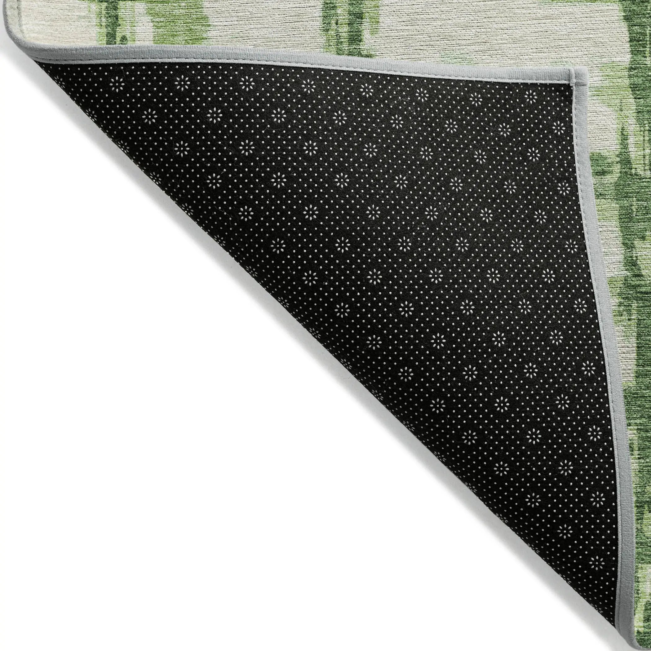 8' X 10' Artichoke Green And Emerald Striped Washable Indoor Outdoor Area Rug Homeroots Outdoor