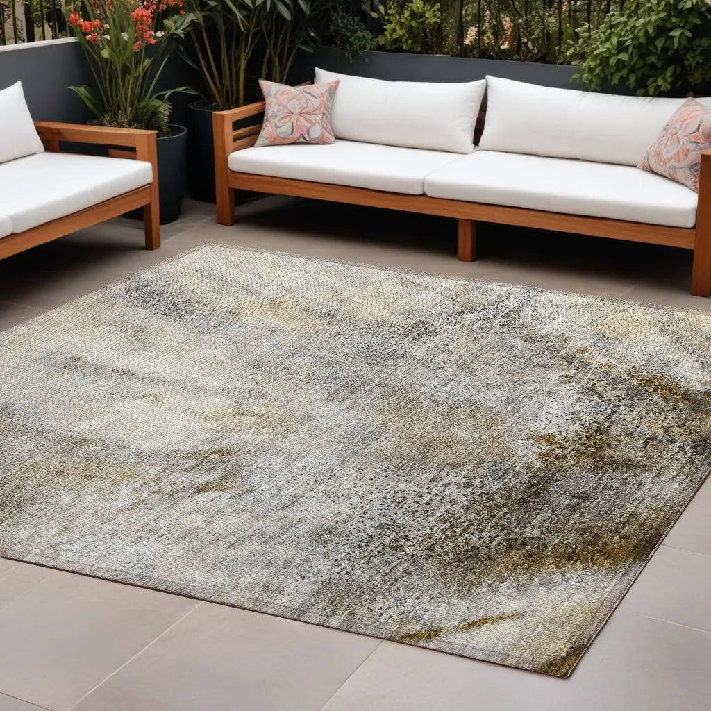 8' X 10' Beige Abstract Washable Non Skid Indoor Outdoor Area Rug Homeroots Outdoor
