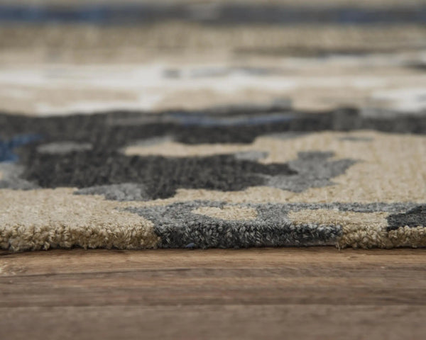 8' X 10' Beige And Blue Abstract Hand Tufted Area Rug Homeroots Home Decor