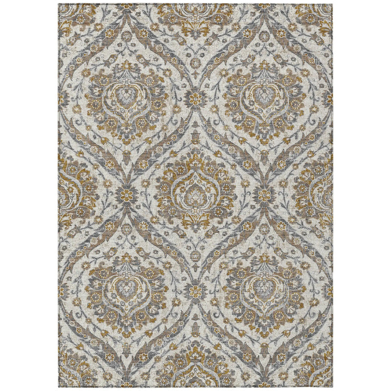 8' X 10' Beige And Blue Floral Washable Indoor Outdoor Area Rug Homeroots Outdoor