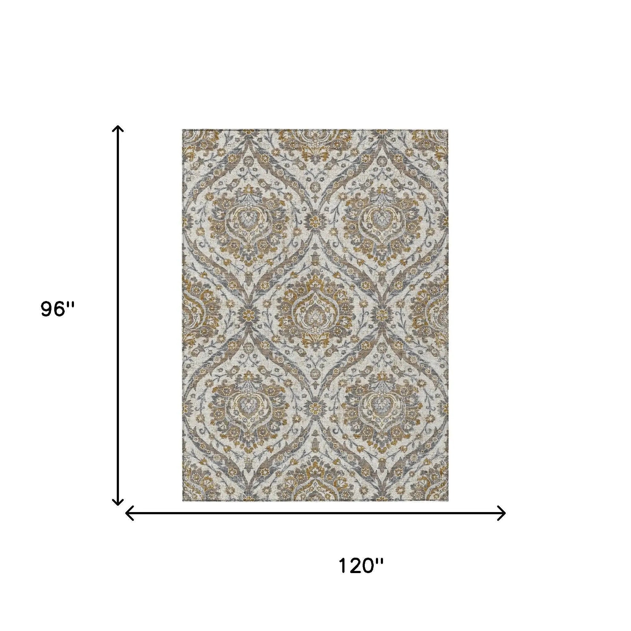 8' X 10' Beige And Blue Floral Washable Indoor Outdoor Area Rug Homeroots Outdoor