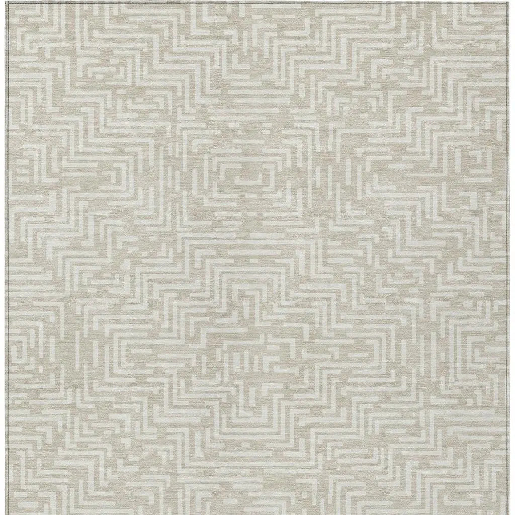8' X 10' Beige And Blue Geometric Washable Indoor Outdoor Area Rug Homeroots Outdoor