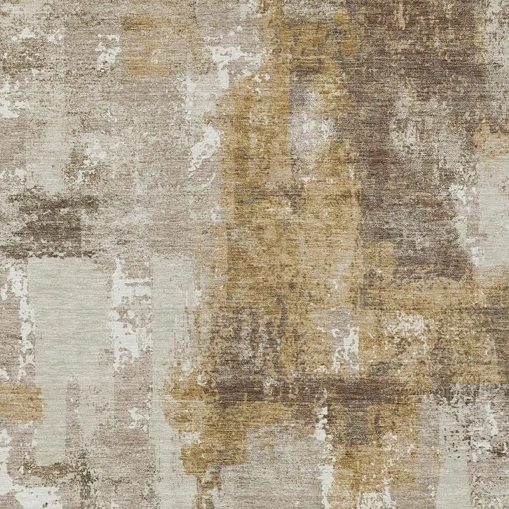 8' X 10' Beige And Brown Abstract Washable Indoor Outdoor Area Rug Homeroots Outdoor