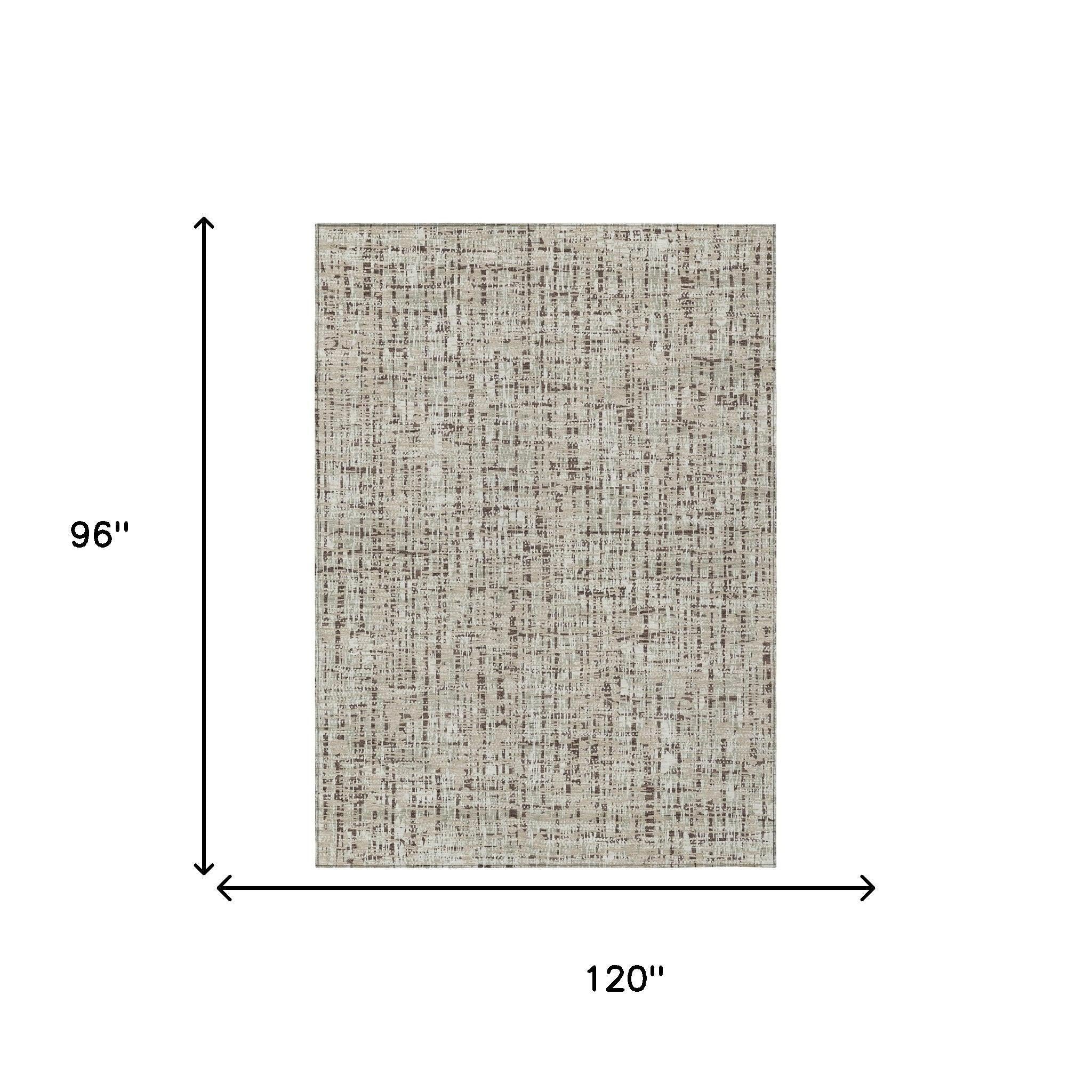 8' X 10' Beige And Brown Abstract Washable Indoor Outdoor Area Rug Homeroots Outdoor