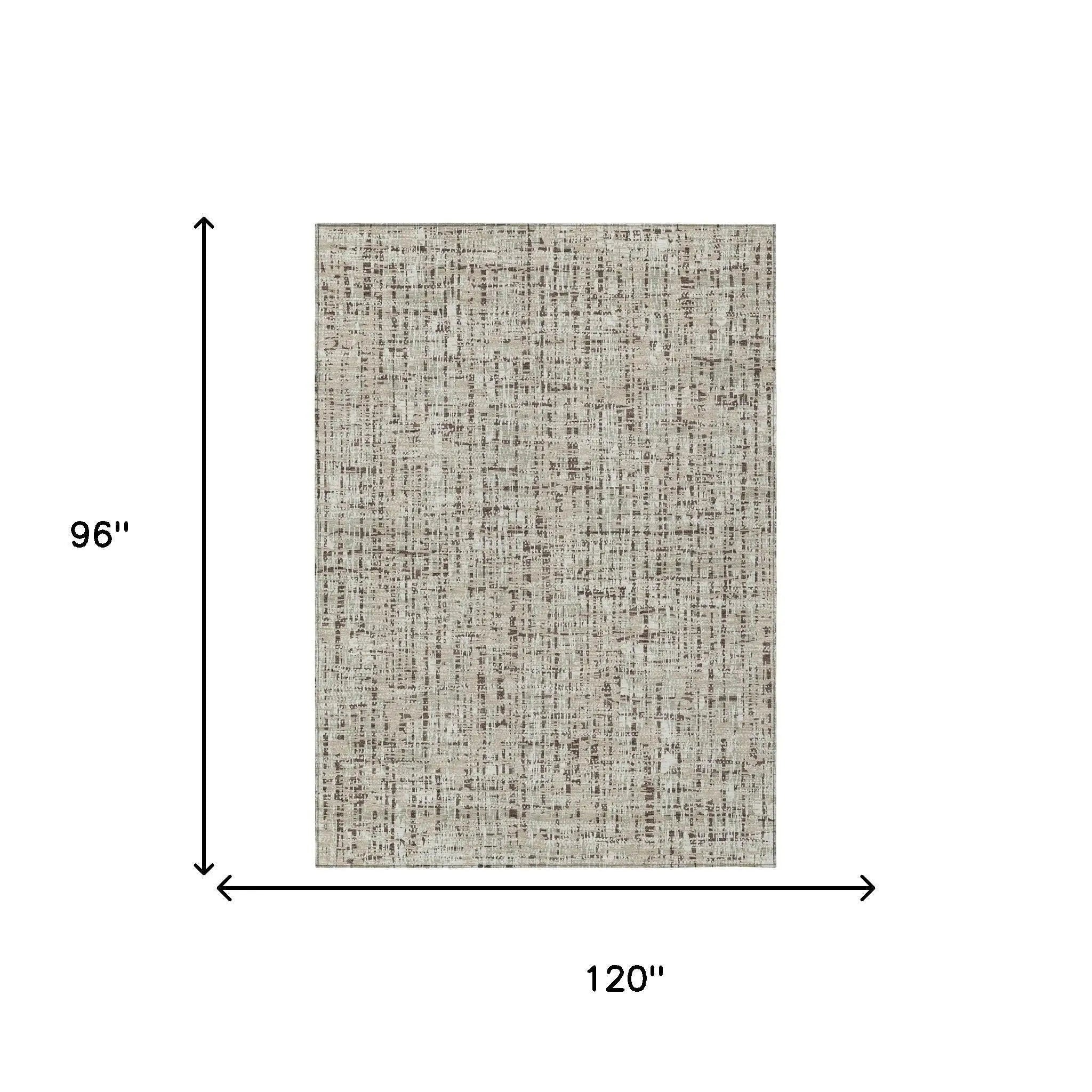 8' X 10' Beige And Brown Abstract Washable Indoor Outdoor Area Rug Homeroots Outdoor