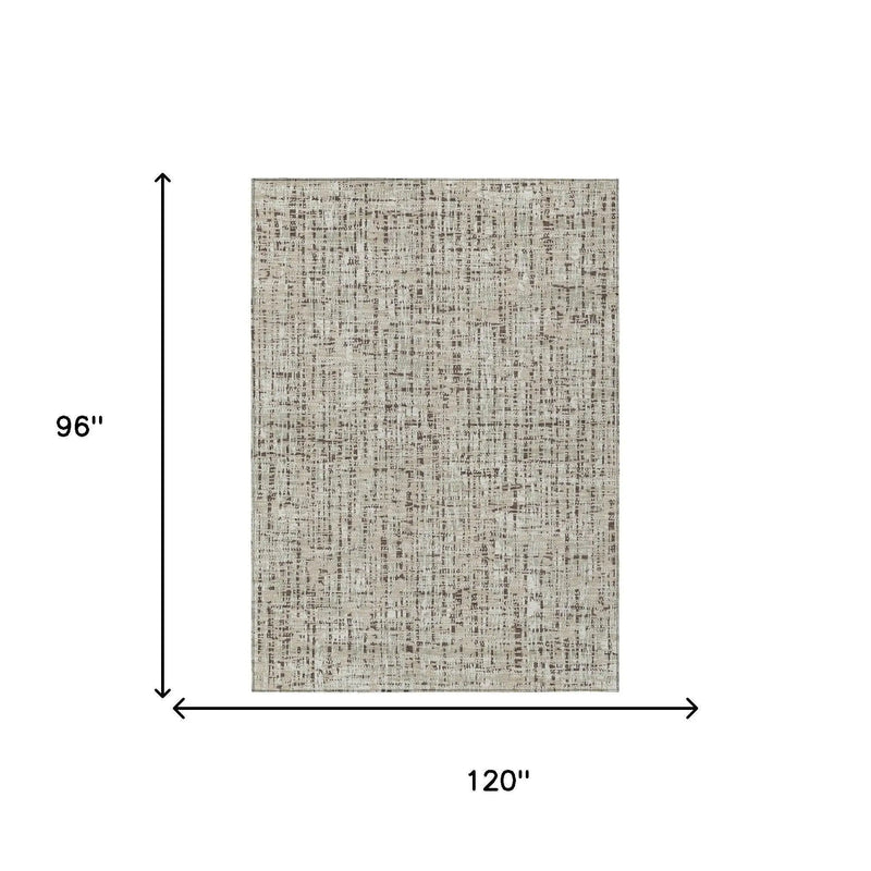 8' X 10' Beige And Brown Abstract Washable Indoor Outdoor Area Rug Homeroots Outdoor