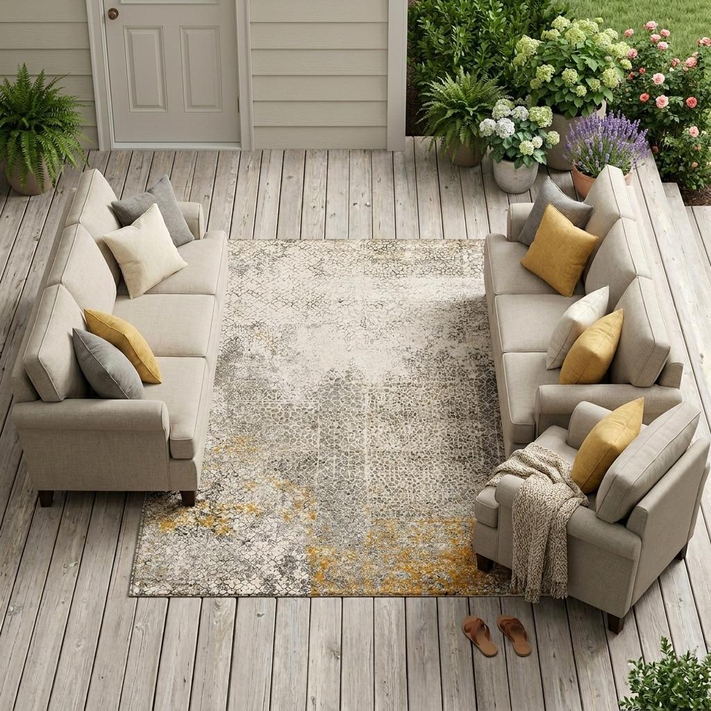 8' X 10' Beige And Brown Abstract Washable Indoor Outdoor Area Rug Homeroots Outdoor