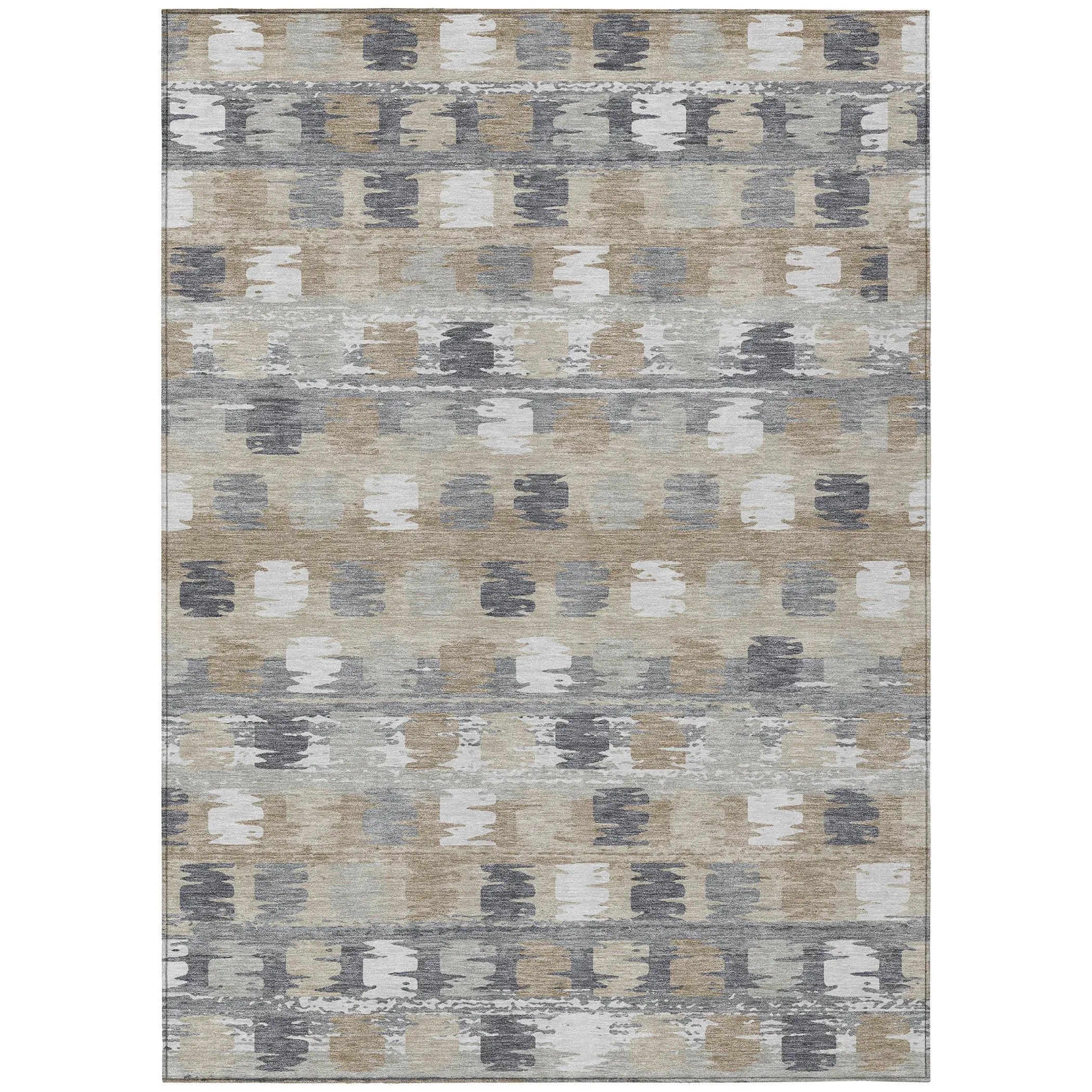 8' X 10' Beige And Brown Abstract Washable Indoor Outdoor Area Rug Homeroots Outdoor