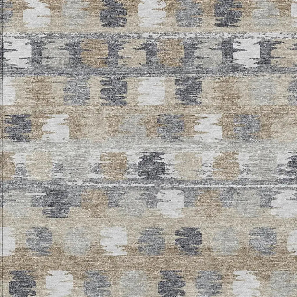 8' X 10' Beige And Brown Abstract Washable Indoor Outdoor Area Rug Homeroots Outdoor
