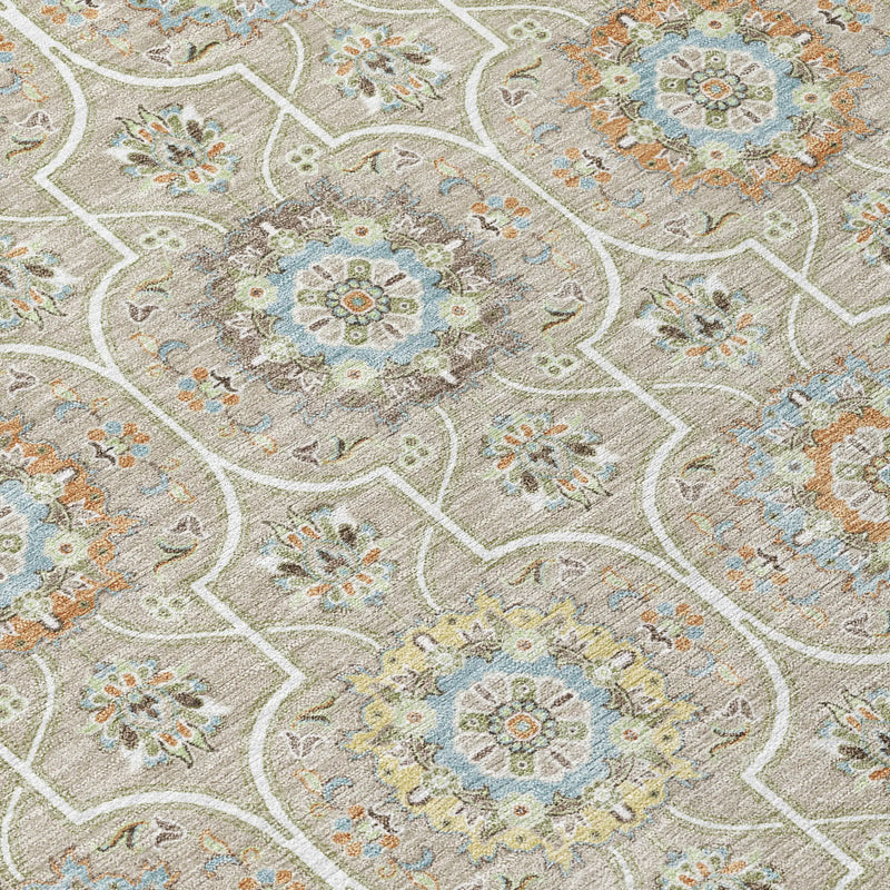 8' X 10' Beige And Brown Floral Medallion Washable Indoor Outdoor Area Rug Homeroots Outdoor