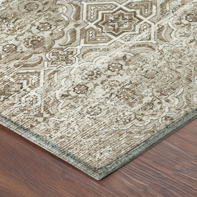 8' X 10' Beige And Brown Floral Washable Indoor Outdoor Area Rug Homeroots Outdoor