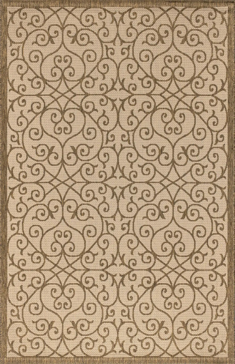 8' X 10' Beige And Brown Geometric Indoor Outdoor Area Rug Homeroots Outdoor