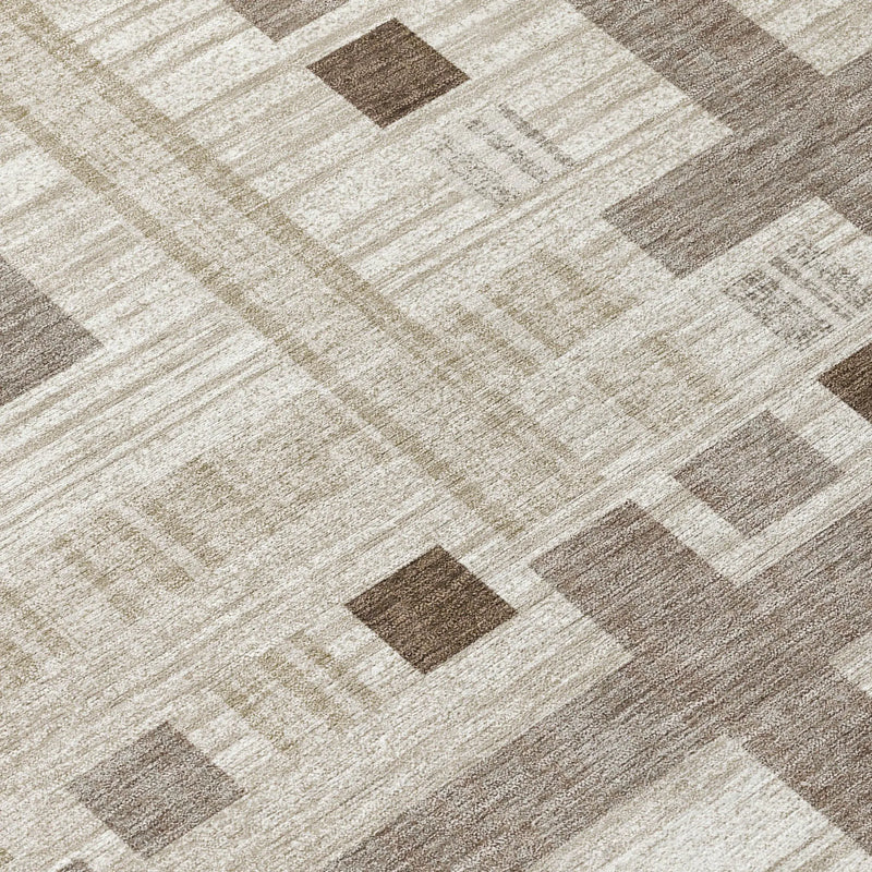 8' X 10' Beige And Brown Geometric Washable Indoor Outdoor Area Rug Homeroots Outdoor