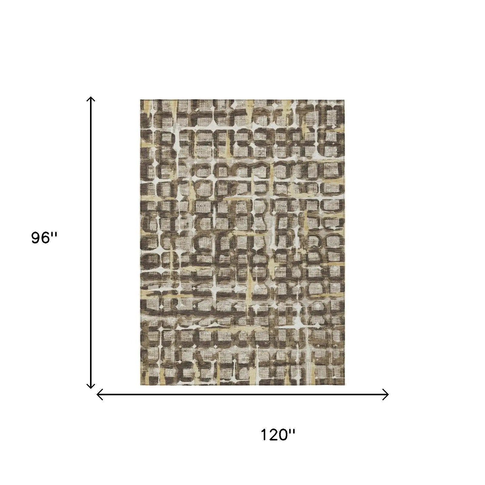 8' X 10' Beige And Brown Geometric Washable Indoor Outdoor Area Rug Homeroots Outdoor