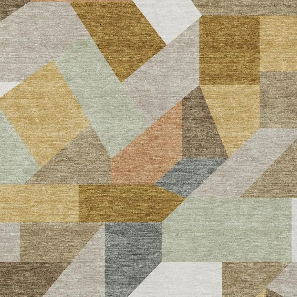 8' X 10' Beige And Brown Geometric Washable Indoor Outdoor Area Rug Homeroots Outdoor