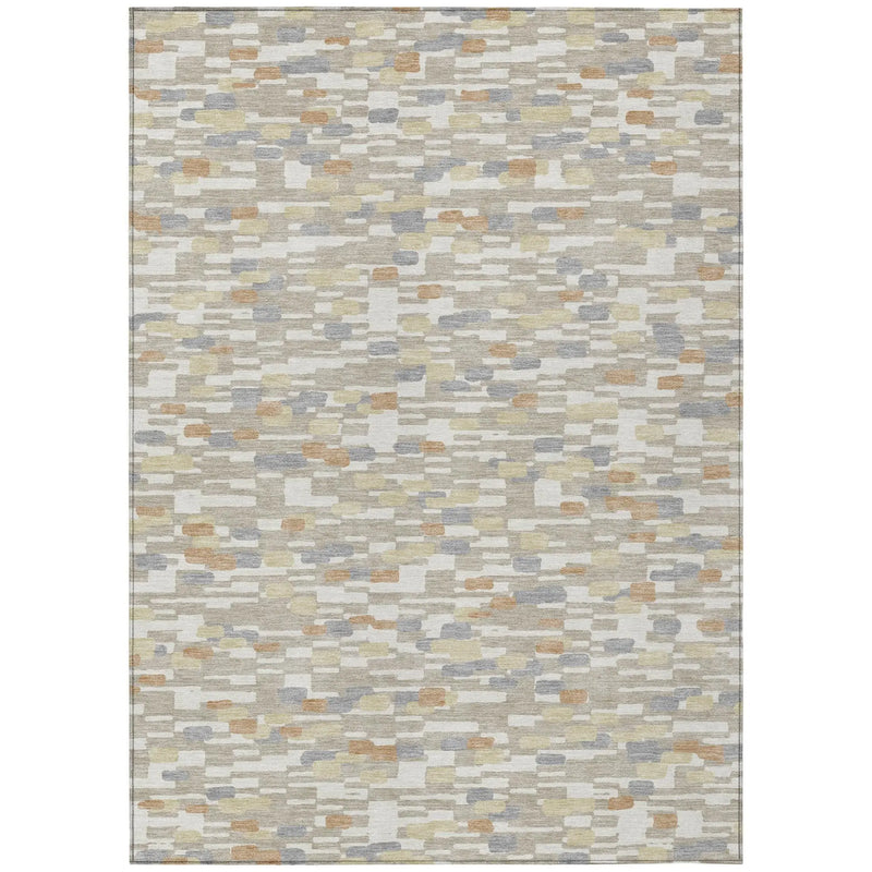 8' X 10' Beige And Brown Geometric Washable Indoor Outdoor Area Rug Homeroots Outdoor