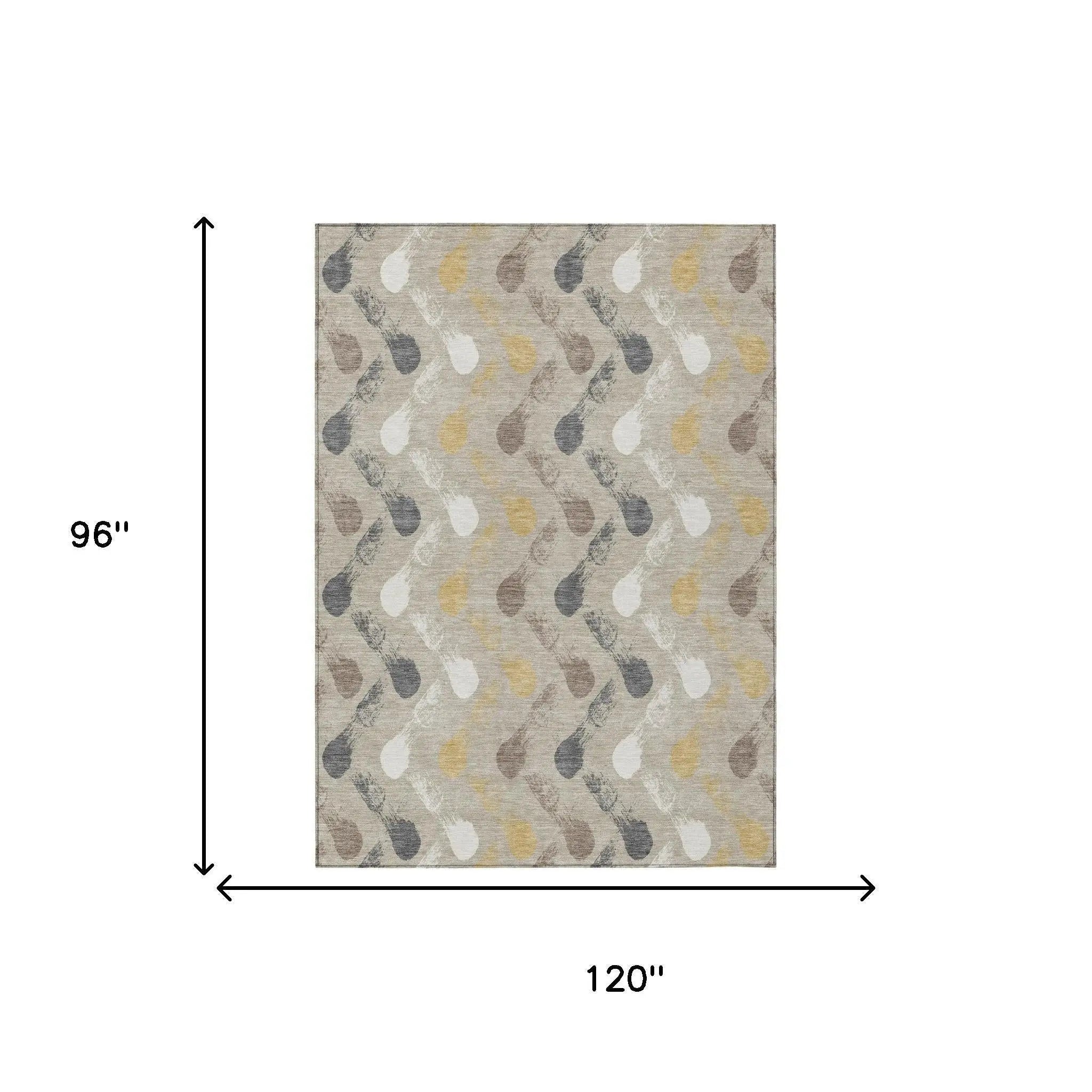 8' X 10' Beige And Brown Geometric Washable Indoor Outdoor Area Rug Homeroots Outdoor