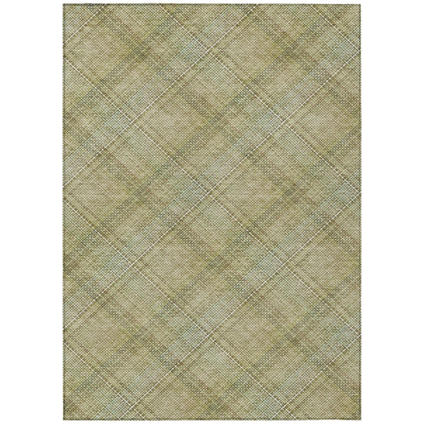 8' X 10' Beige And Brown Plaid Washable Indoor Outdoor Area Rug Homeroots Outdoor