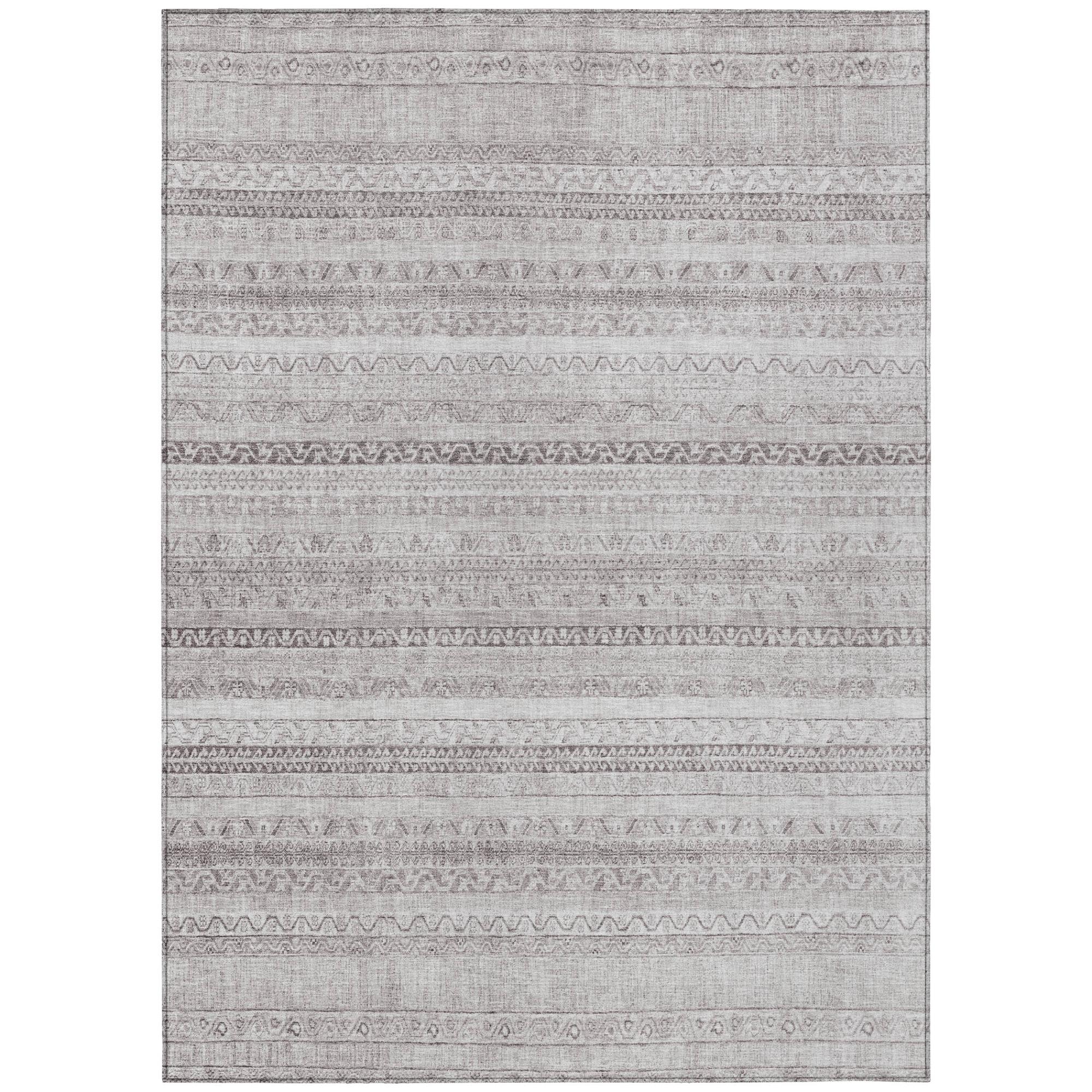 8' X 10' Beige And Brown Striped Washable Indoor Outdoor Area Rug Homeroots Outdoor