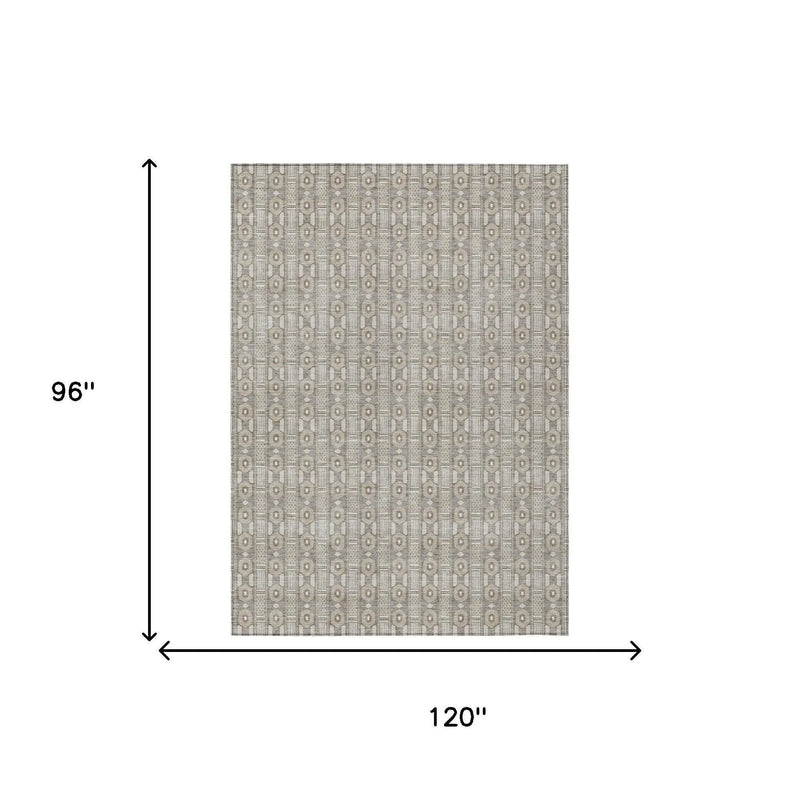 8' X 10' Beige And Brown Striped Washable Indoor Outdoor Area Rug Homeroots Outdoor