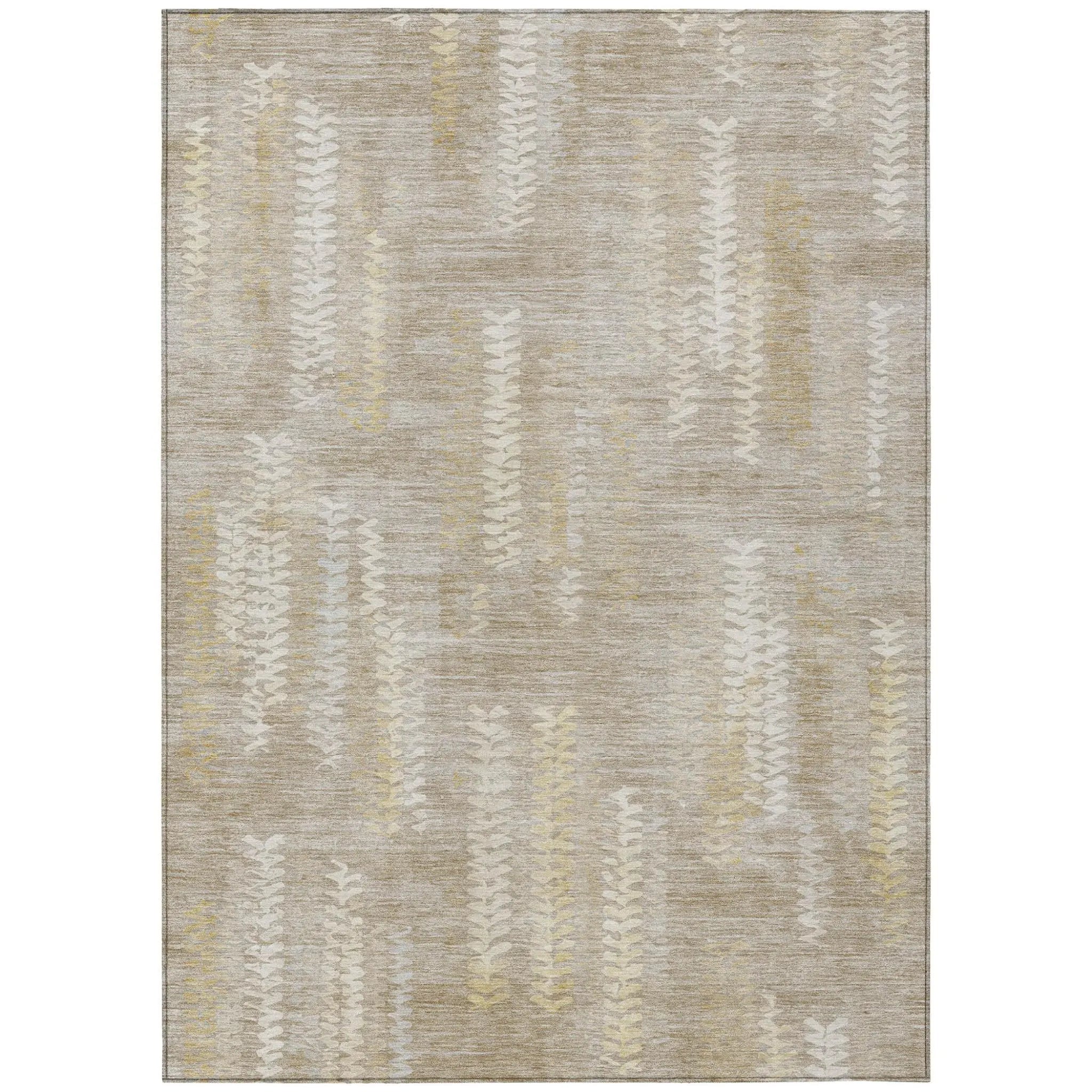 8' X 10' Beige And Brown Striped Washable Indoor Outdoor Area Rug Homeroots Outdoor