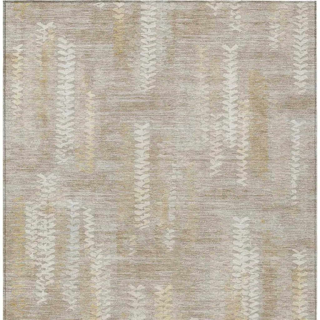 8' X 10' Beige And Brown Striped Washable Indoor Outdoor Area Rug Homeroots Outdoor