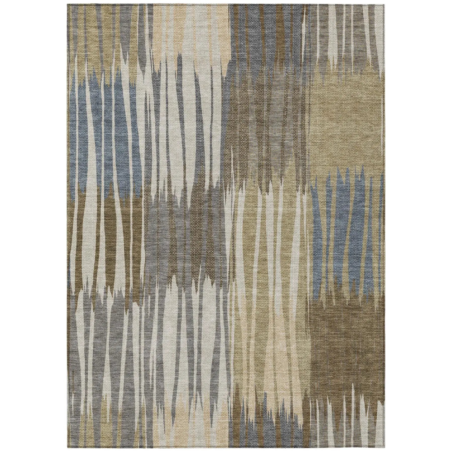 8' X 10' Beige And Brown Striped Washable Indoor Outdoor Area Rug Homeroots Outdoor