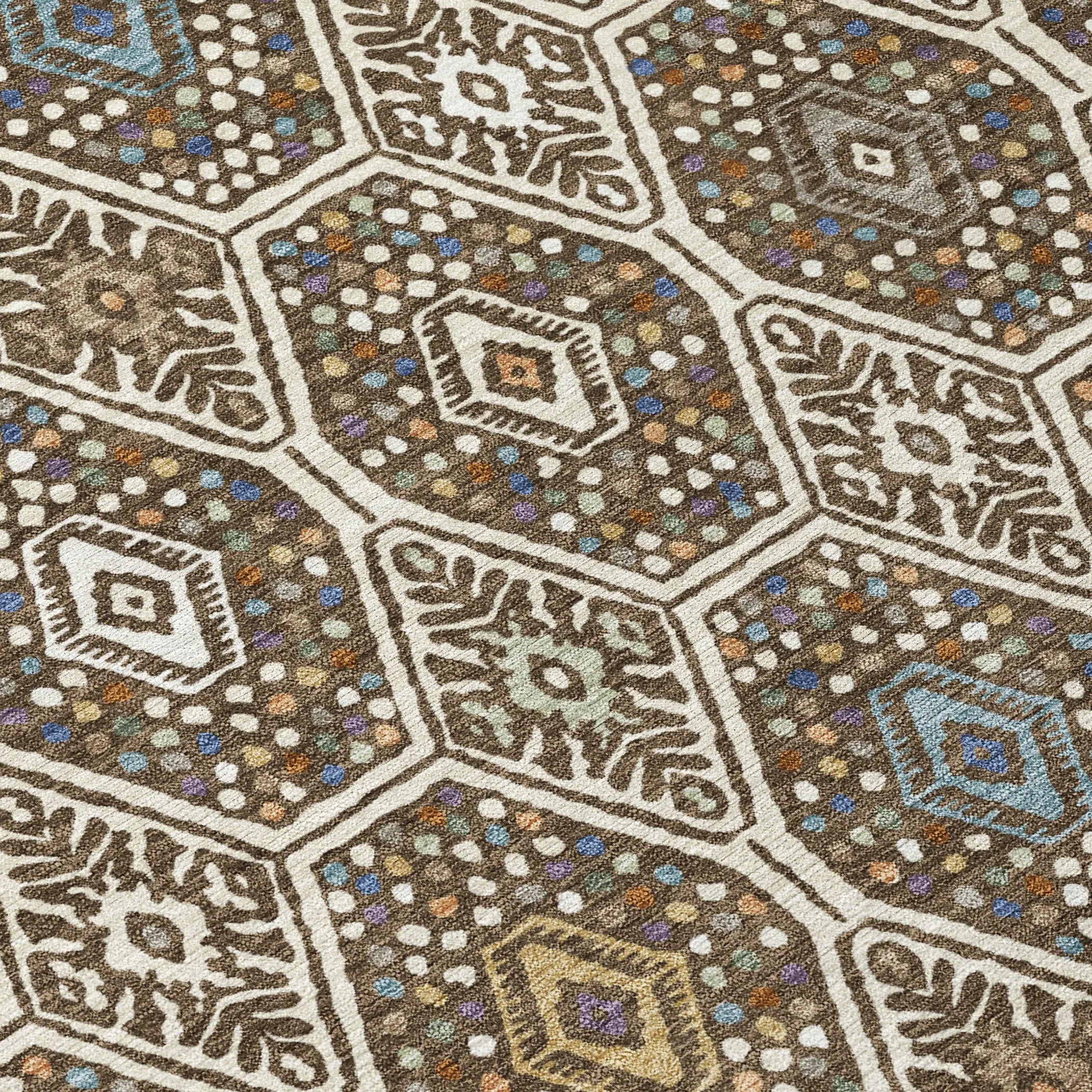 8' X 10' Beige And Chocolate Geometric Washable Indoor Outdoor Area Rug Homeroots Outdoor