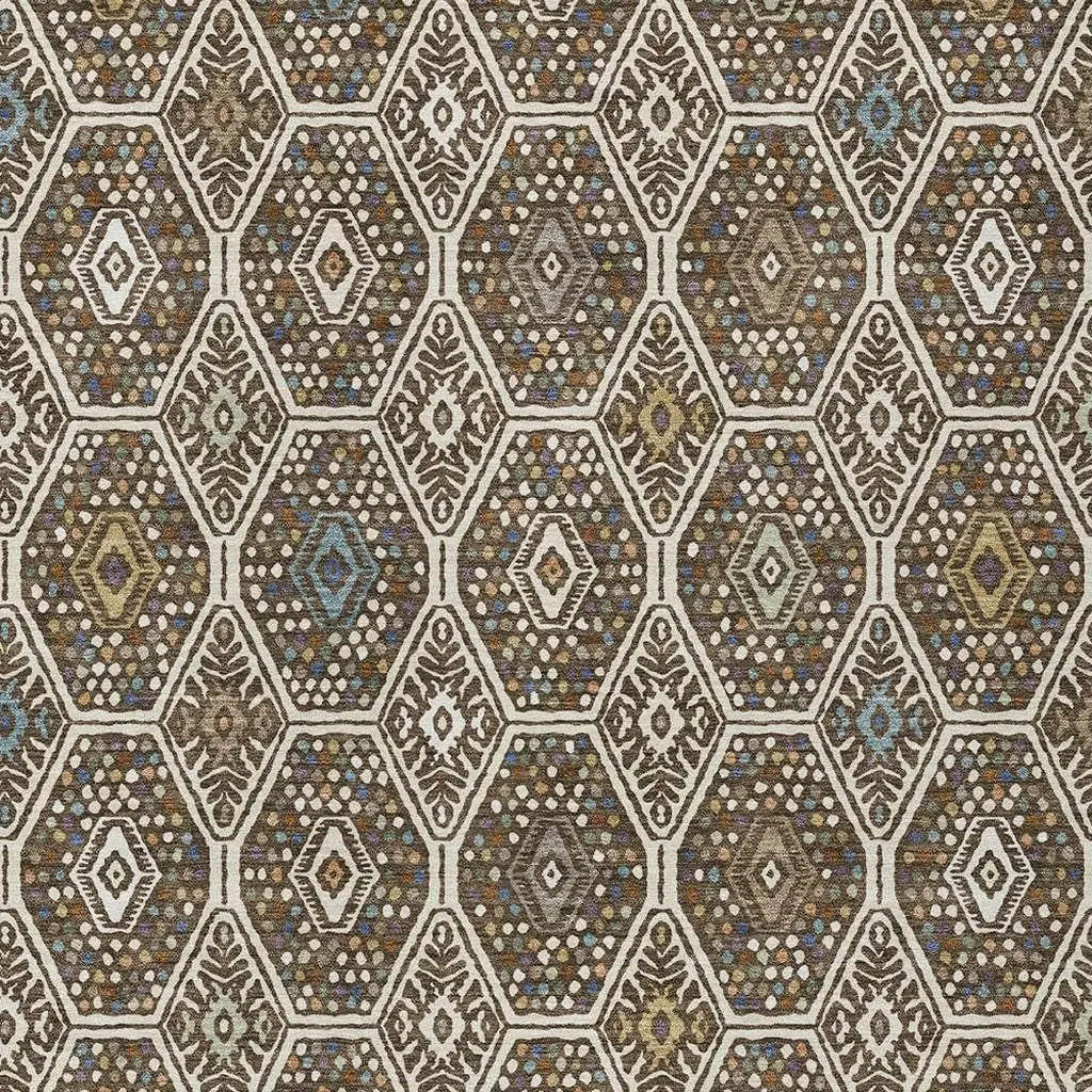 8' X 10' Beige And Chocolate Geometric Washable Indoor Outdoor Area Rug Homeroots Outdoor