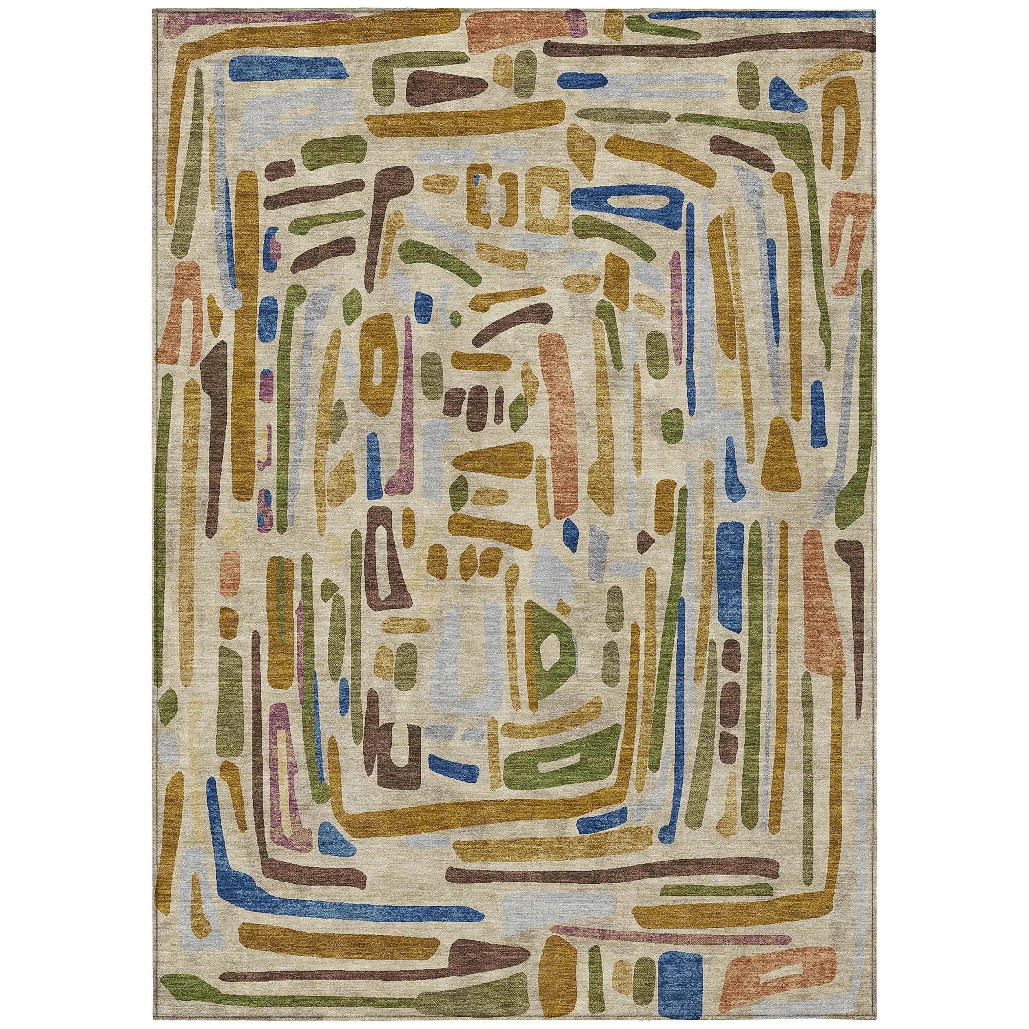 8' X 10' Beige And Copper Abstract Washable Indoor Outdoor Area Rug Homeroots Outdoor