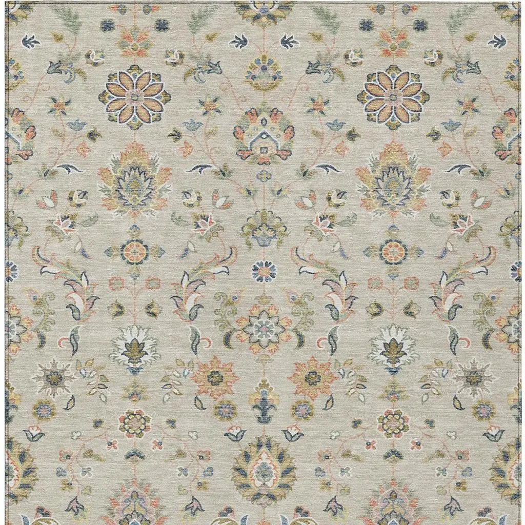 8' X 10' Beige And Copper Abstract Washable Indoor Outdoor Area Rug Homeroots Outdoor