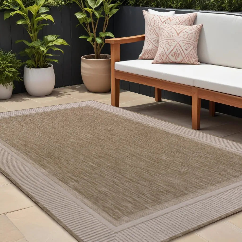 8' X 10' Beige And Cream Indoor Outdoor Area Rug Homeroots Outdoor