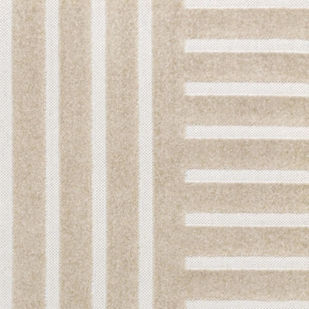 8' X 10' Beige And Cream Striped Indoor Outdoor Area Rug - GreatEagleInc