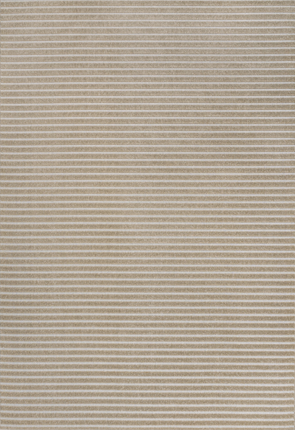 8' X 10' Beige And Cream Striped Indoor Outdoor Area Rug - GreatEagleInc