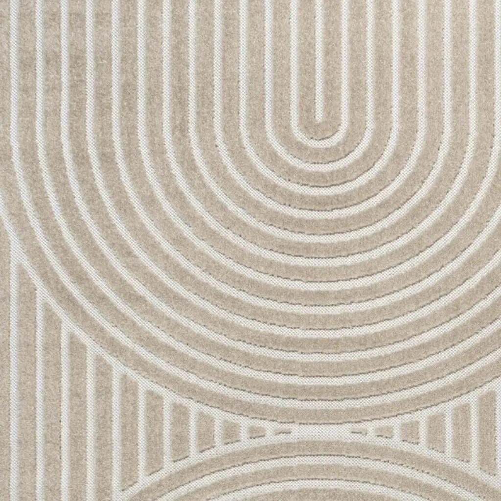 8' X 10' Beige And Cream Striped Indoor Outdoor Area Rug Homeroots Outdoor