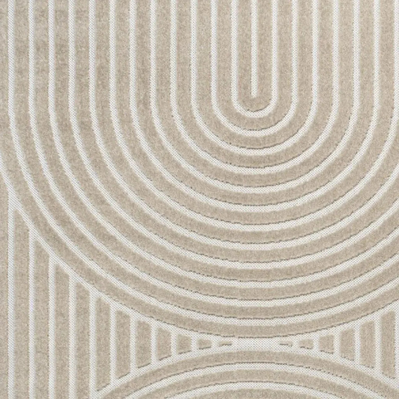 8' X 10' Beige And Cream Striped Indoor Outdoor Area Rug Homeroots Outdoor