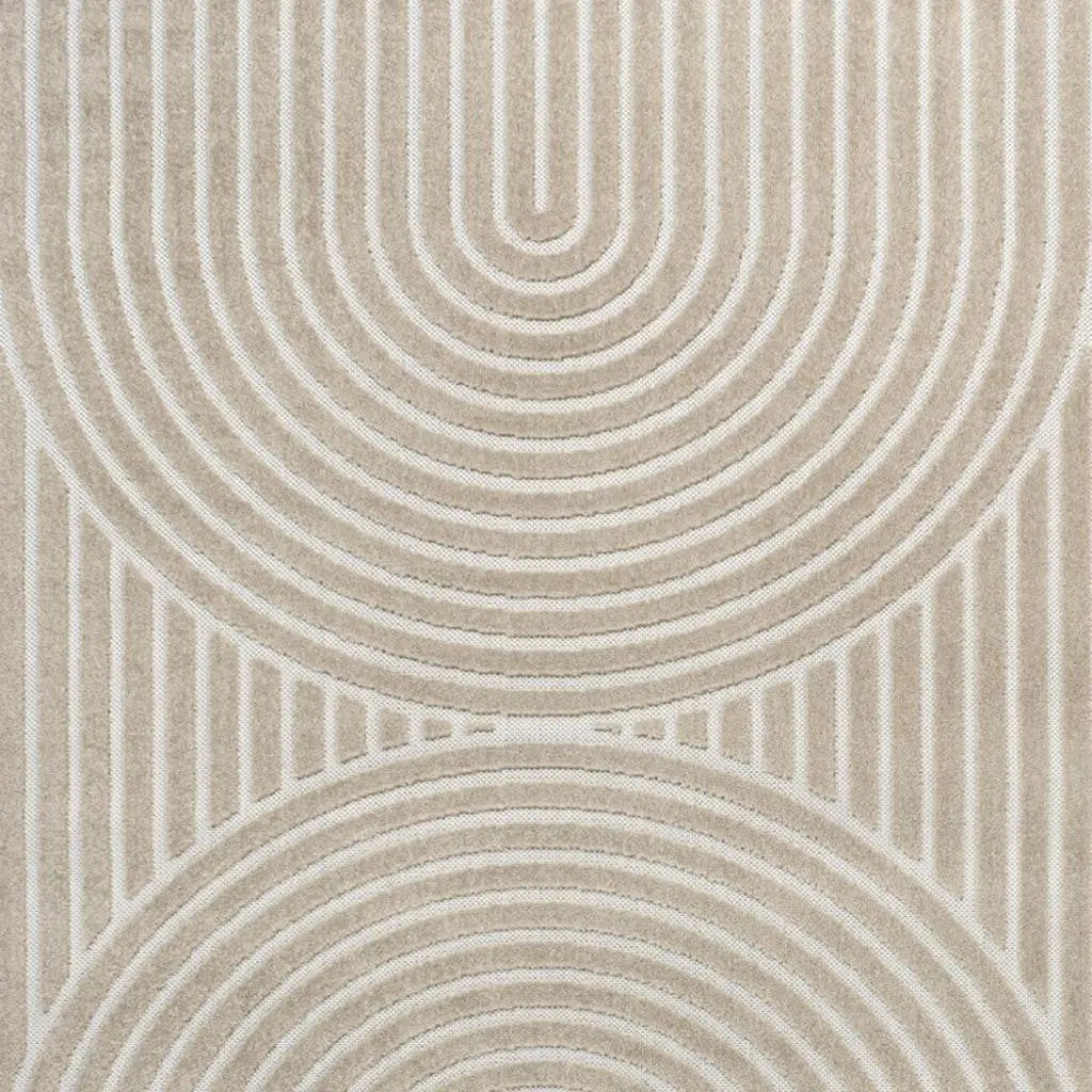 8' X 10' Beige And Cream Striped Indoor Outdoor Area Rug Homeroots Outdoor