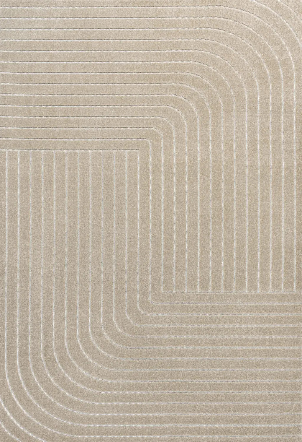8' X 10' Beige And Cream Striped Indoor Outdoor Area Rug Homeroots Outdoor