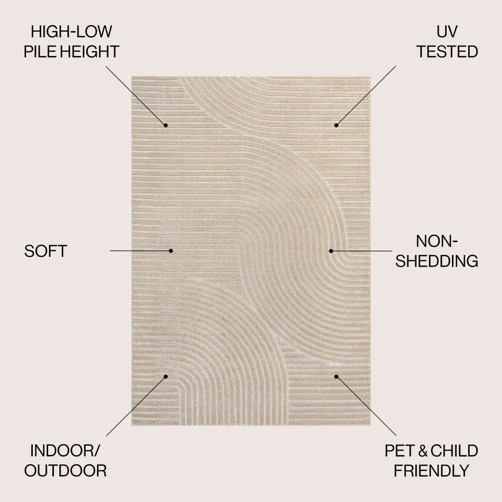 8' X 10' Beige And Cream Striped Indoor Outdoor Area Rug Homeroots Outdoor