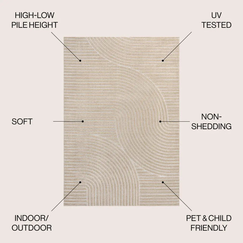 8' X 10' Beige And Cream Striped Indoor Outdoor Area Rug Homeroots Outdoor
