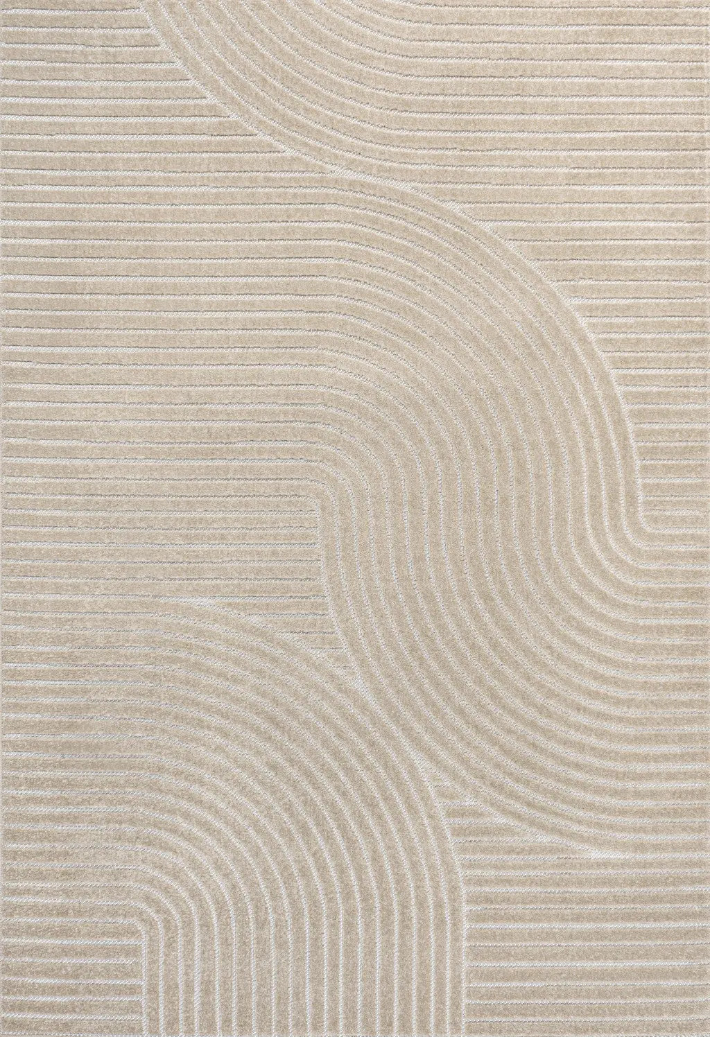 8' X 10' Beige And Cream Striped Indoor Outdoor Area Rug Homeroots Outdoor