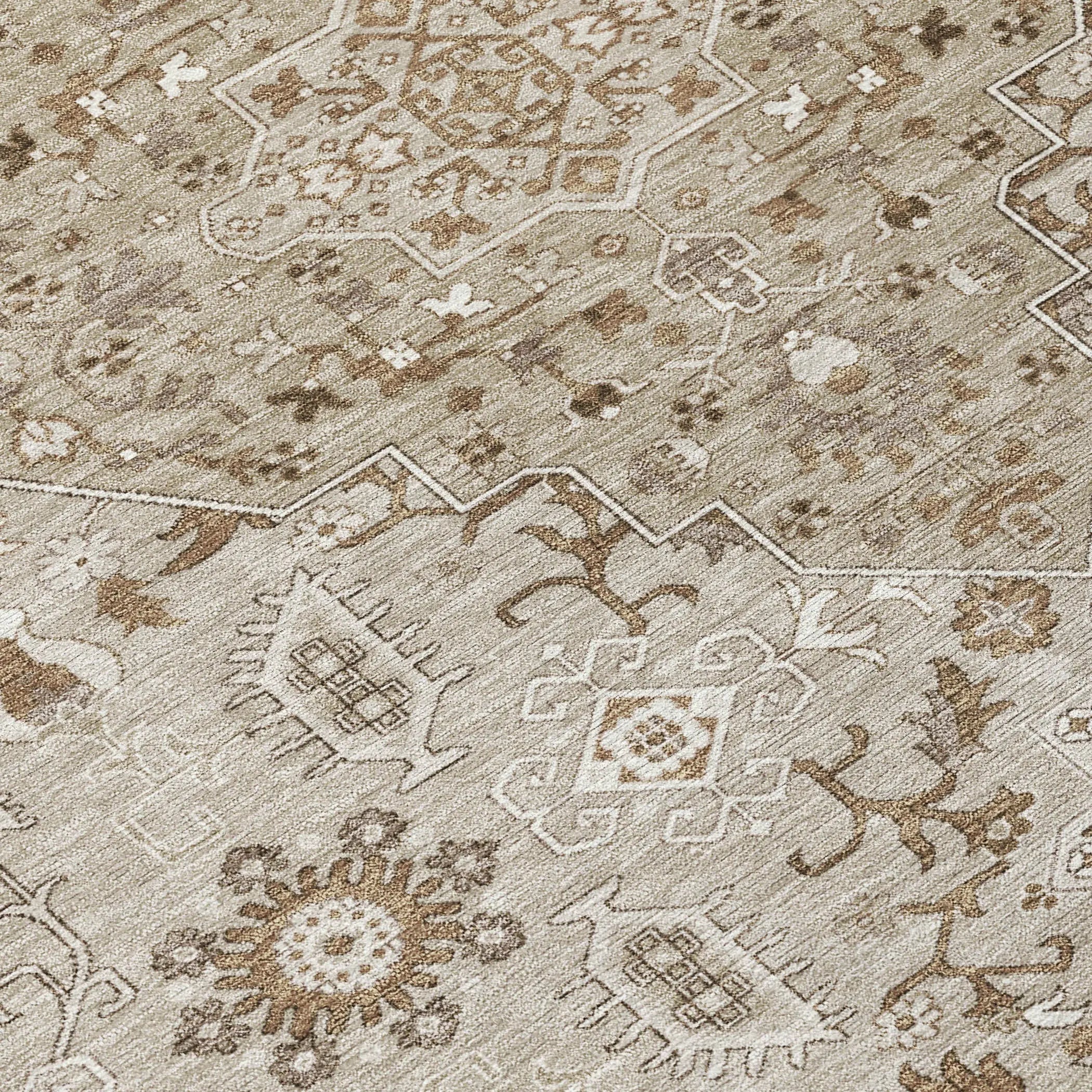 8' X 10' Beige And Graphite Medallion Washable Indoor Outdoor Area Rug Homeroots Outdoor