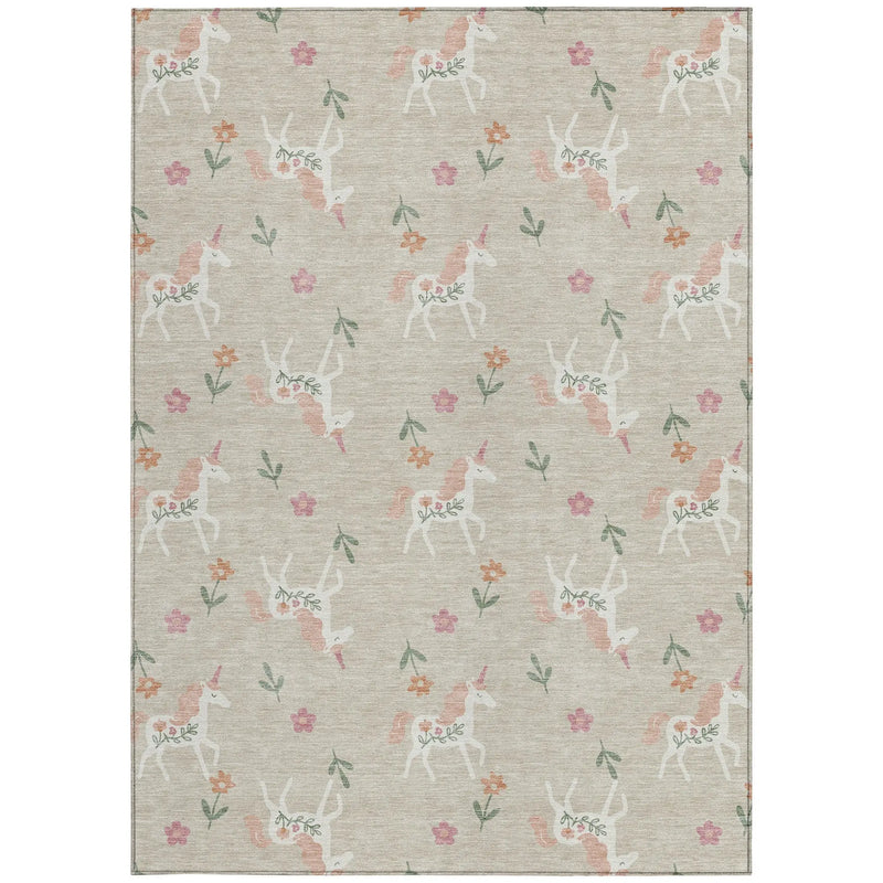 8' X 10' Beige And Gray Floral Washable Indoor Outdoor Area Rug Homeroots Outdoor
