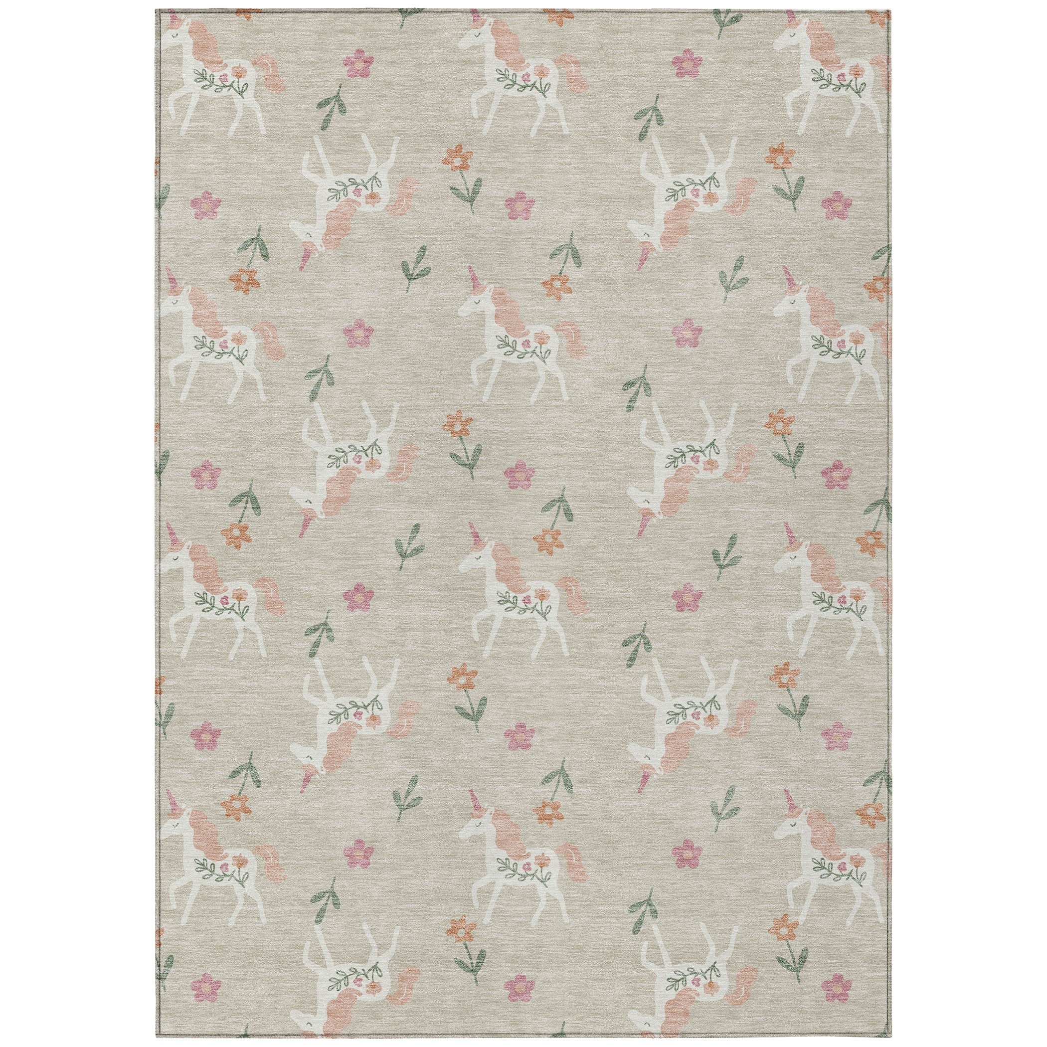 8' X 10' Beige And Gray Floral Washable Indoor Outdoor Area Rug Homeroots Outdoor