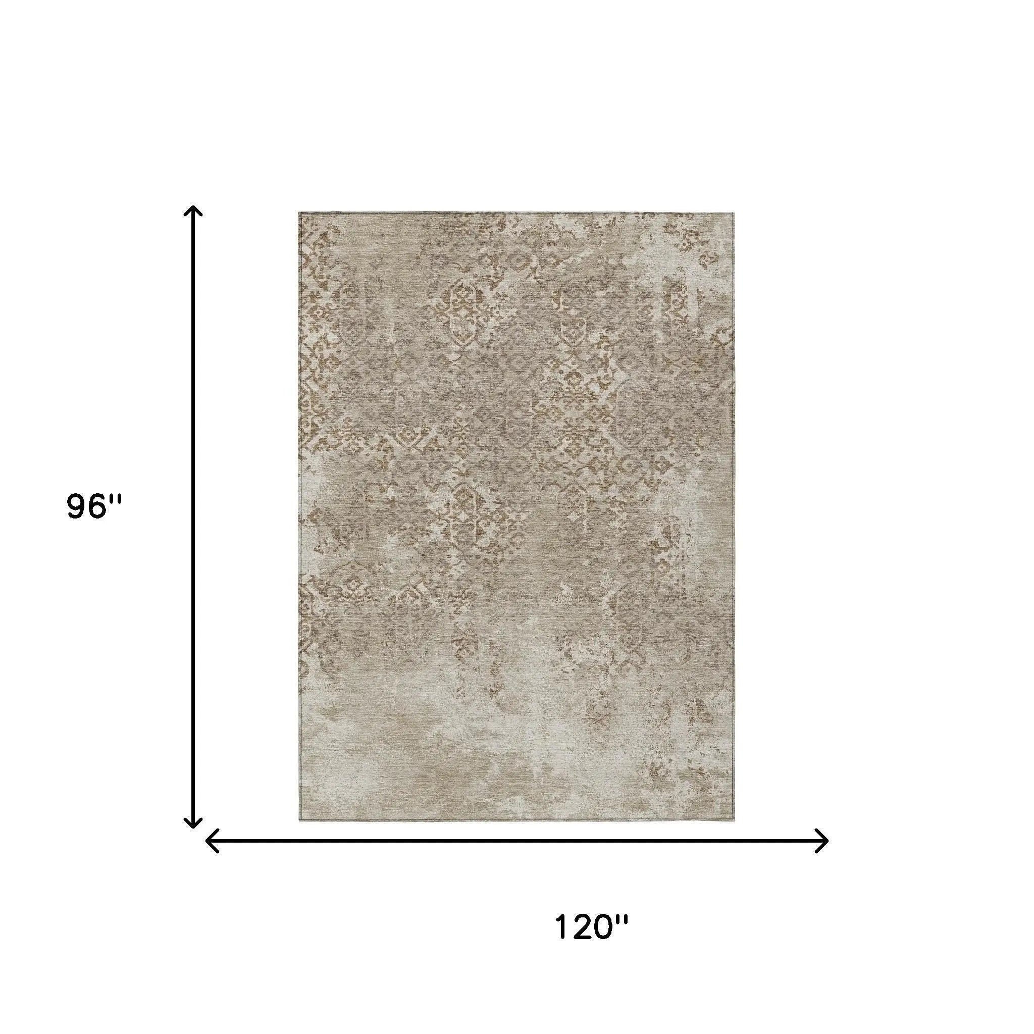 8' X 10' Beige And Gray Oriental Washable Indoor Outdoor Area Rug Homeroots Outdoor