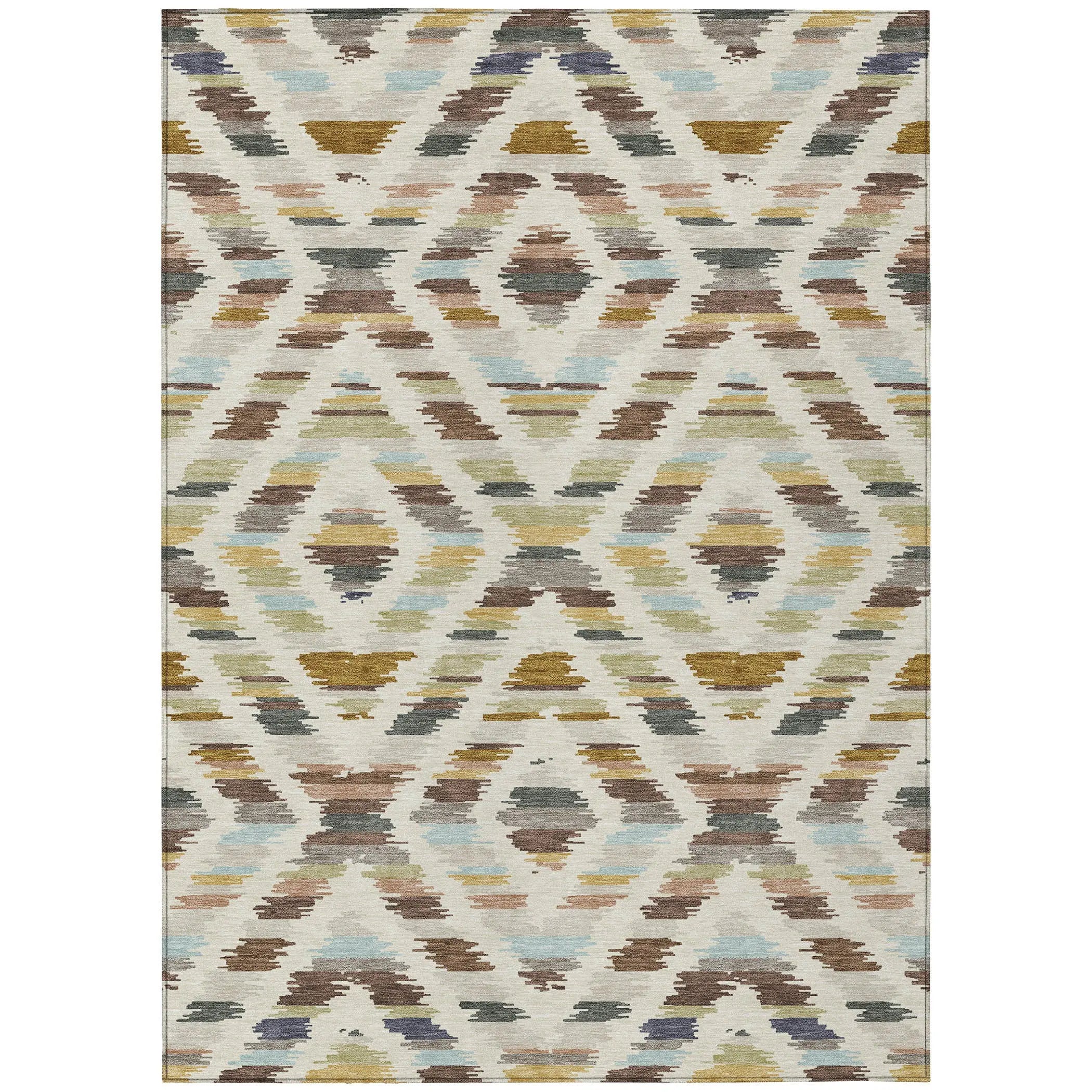 8' X 10' Beige And Green Tribal Washable Indoor Outdoor Area Rug Homeroots Outdoor