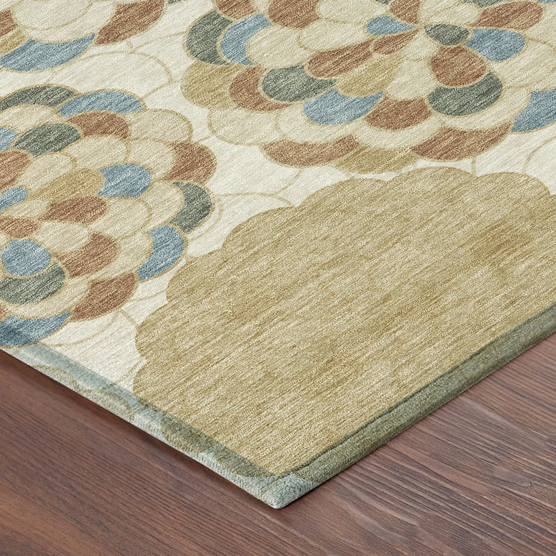 8' X 10' Beige And Ivory Floral Washable Indoor Outdoor Area Rug Homeroots Outdoor