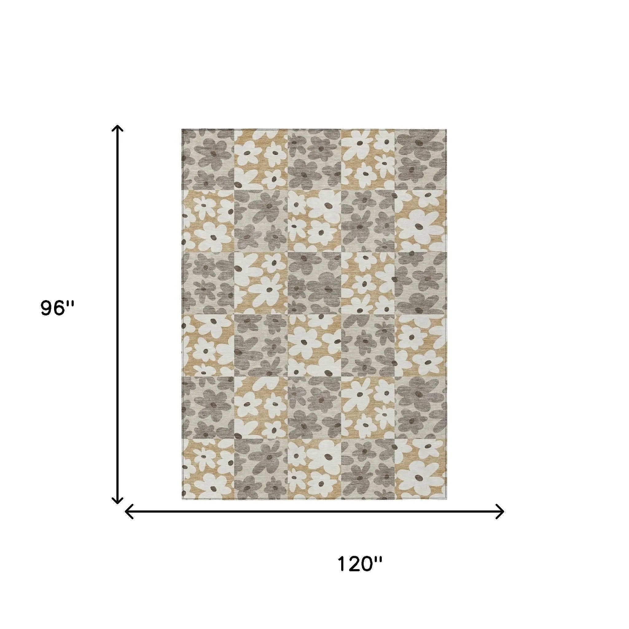 8' X 10' Beige And Ivory Floral Washable Indoor Outdoor Area Rug Homeroots Outdoor